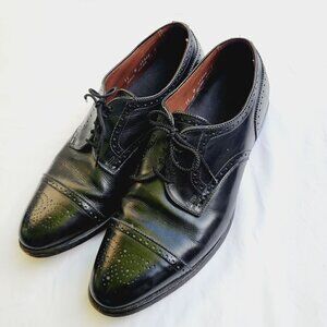 Allen Edmonds Men's Black Sanford Medallion Cap-toe Derby Dress Shoe - size 11 D